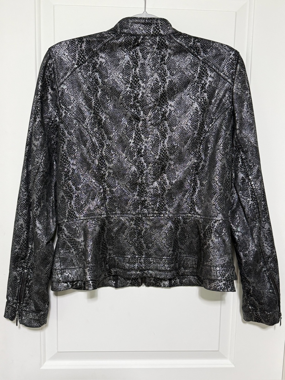 White House Black Market Metallic Snake Print Moto Jacket - Picture 2 of 12